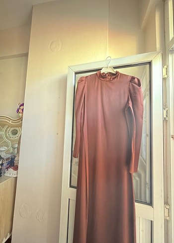 tesettür abiye Kahverengi Saten - Görsel 2