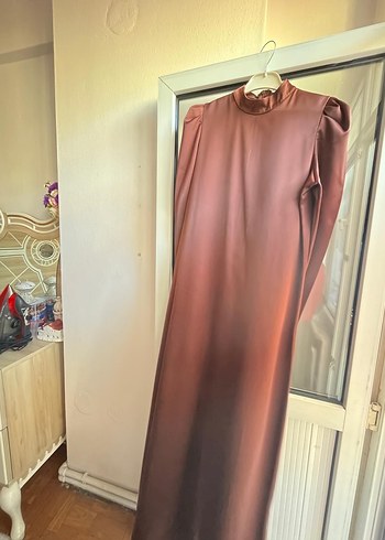 tesettür abiye Kahverengi Saten - Görsel 5