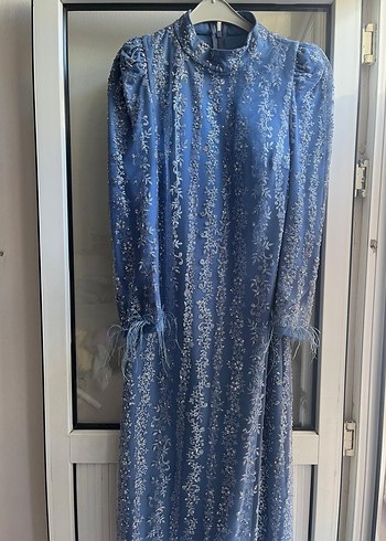 Mavi Bohem Uzun Abiye Elbise - Görsel 5