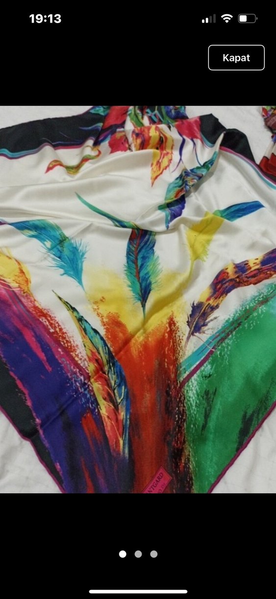 Parlak turuncu İpek Görünümlü Kadın Şal - Görsel 2