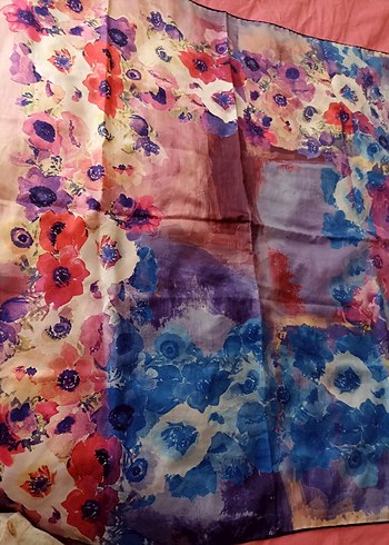 Çiçek Desenli Pastel Renkli Kadın eşarp - Görsel 2