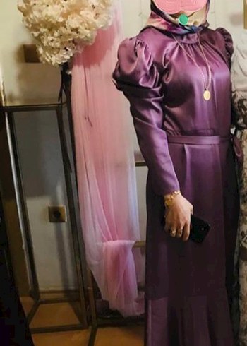 Drapeli Mor Uzun Kadın Elbise - Görsel 2