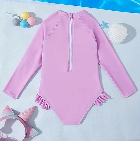 Diğer Kız bebek/çocuk mayo unicorn baskılı hızlı kuruyan kumaş