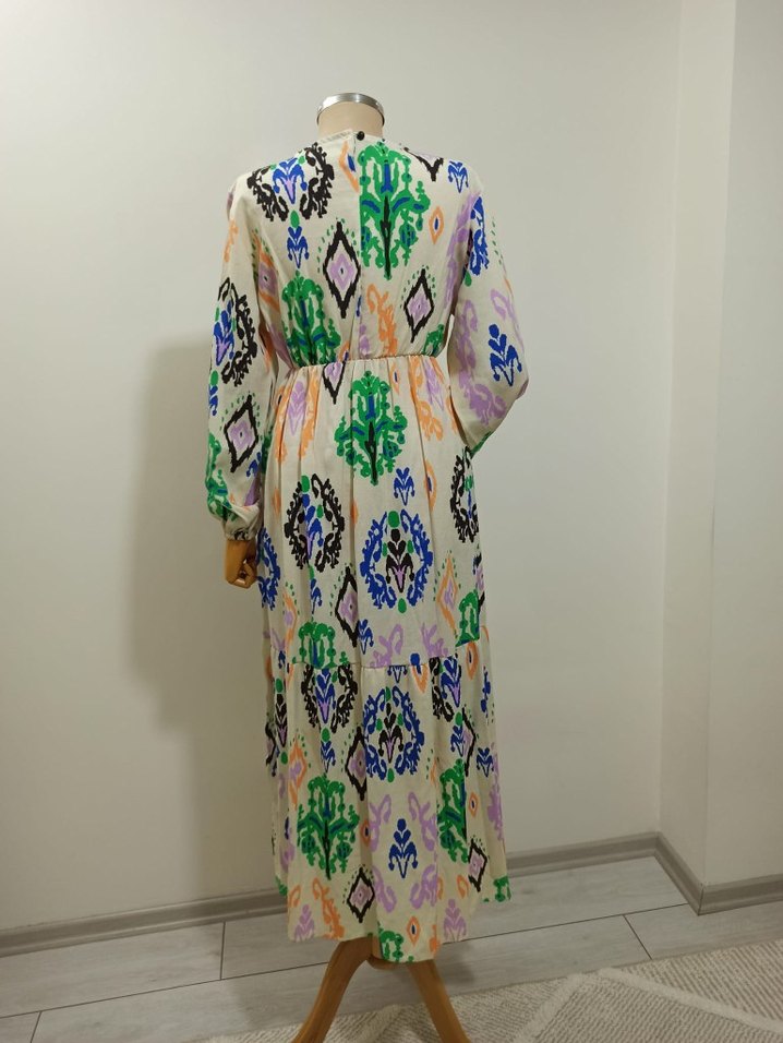 Diger Çok Renkli Bohem Uzun Elbise - Görsel 3