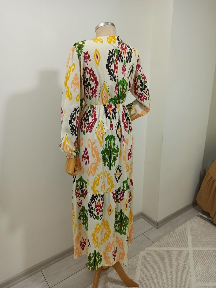 Diger Renkli Bohem Uzun Elbise - Görsel 4