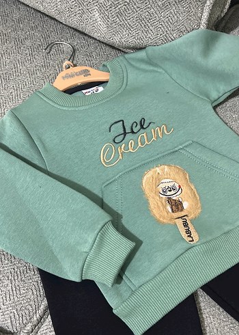 Pastel Yeşil Erkek Bebek Sweatshirt Takım - Görsel 3