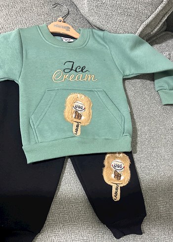 Pastel Yeşil Erkek Bebek Sweatshirt Takım - Görsel 2