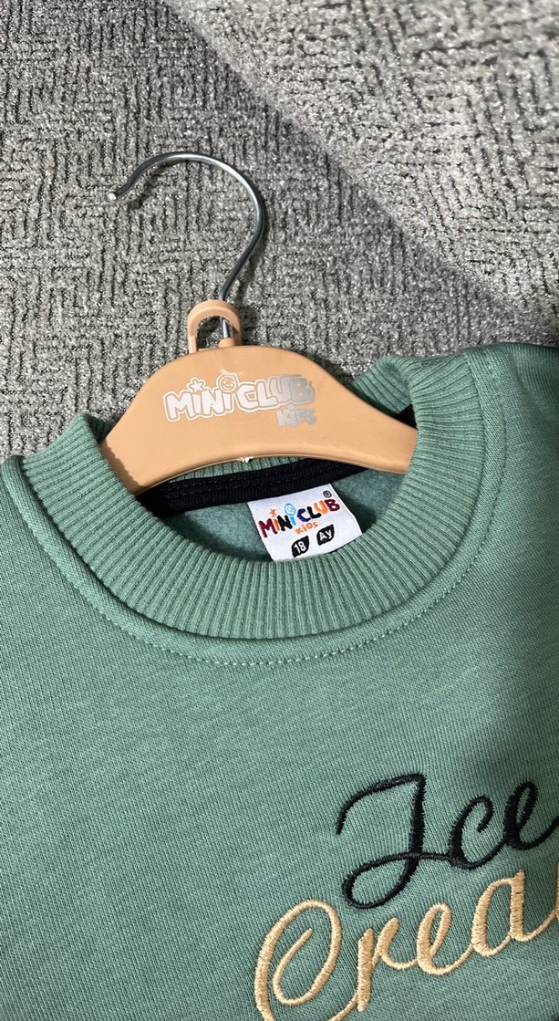 Pastel Yeşil Erkek Bebek Sweatshirt Takım - Görsel 4