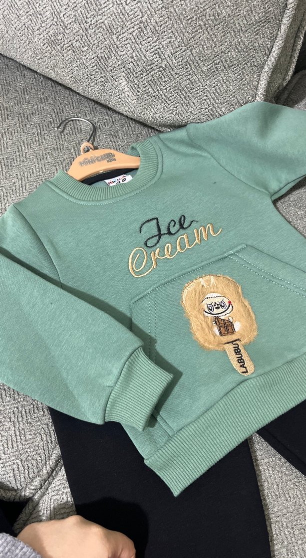 Pastel Yeşil Erkek Bebek Sweatshirt Takım - Görsel 3