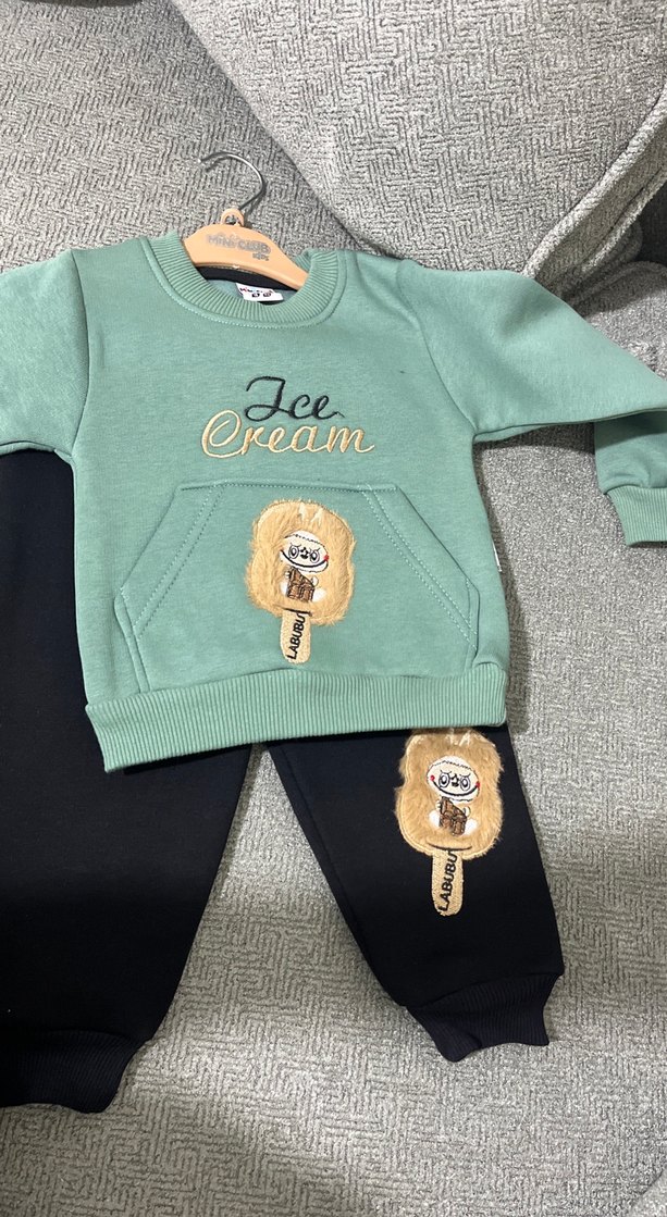 Pastel Yeşil Erkek Bebek Sweatshirt Takım - Görsel 2