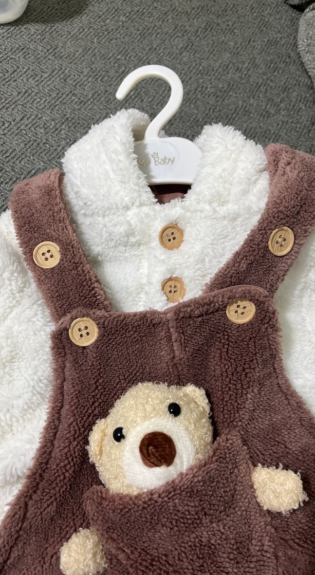 Kahverengi Peluş Bebek Tulumu - Görsel 3