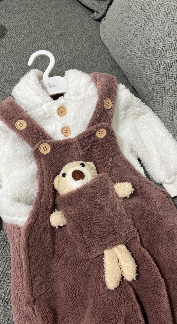 Kahverengi Peluş Bebek Tulumu - Görsel 2