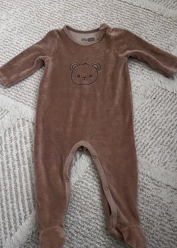 Düğmeli Kahverengi Bebek Tulumu - Görsel 2
