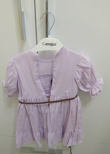 Carmin Baby Kız Çocuk Mor Keten Fırfırlı Elbise