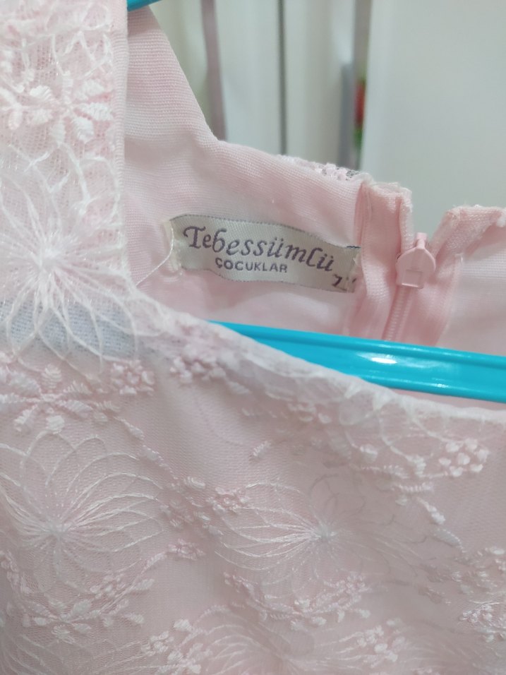 Dantel Detaylı Kız Çocuk Pembe Elbise - Görsel 3