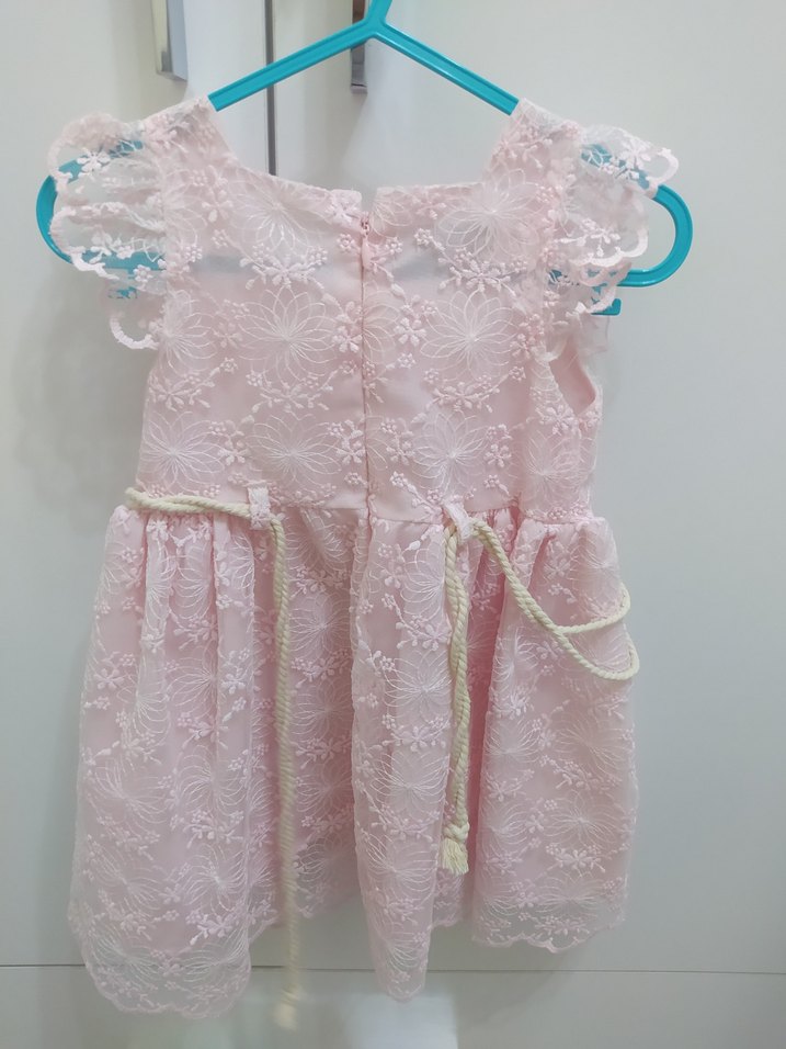 Dantel Detaylı Kız Çocuk Pembe Elbise - Görsel 2