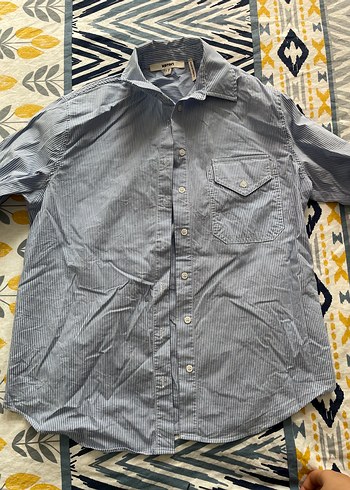 Koton Gri Denim Gömlek, Düğmeli, Salaş Kesim