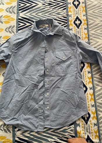 Gri Denim Gömlek, Düğmeli, Salaş Kesim