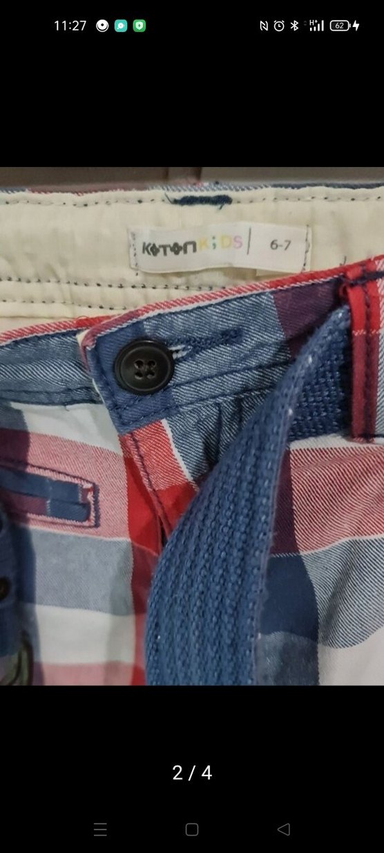 Takım Erkek çocuk Beyaz Kısa Kollu Gömlek ve Kareli Kemerli Şort - Görsel 4