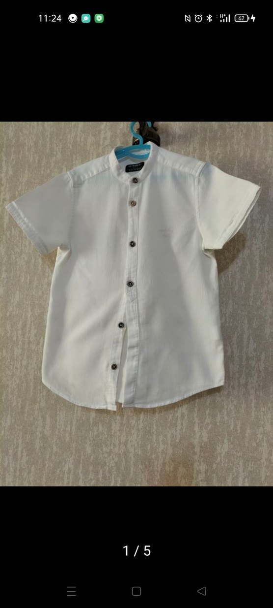 Takım Erkek çocuk Beyaz Kısa Kollu Gömlek ve Kareli Kemerli Şort - Görsel 5