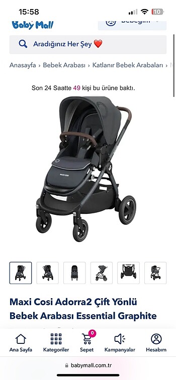 Diğer Beden Maxi cosi adora 2 bebek arabası garantili