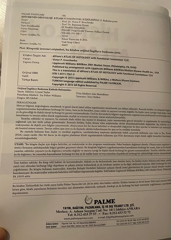  Beden diFiore'nin Histoloji Atlası - Palme Yayıncılık