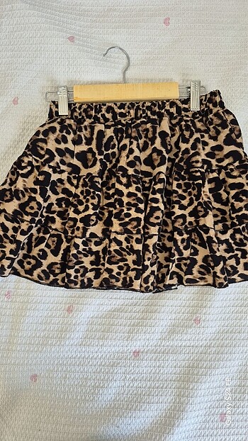 Leopar şort etek