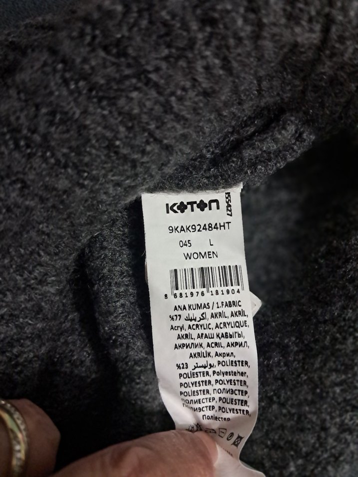 Gri Yüksek Yaka Triko Kadın Kazak - Görsel 5