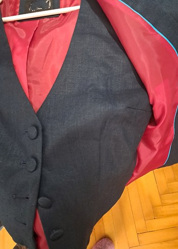 Düğmeli Lacivert Kadın Blazer Ceket - Görsel 4