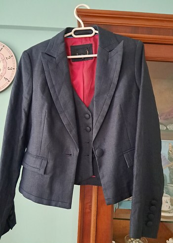 Düğmeli Lacivert Kadın Blazer Ceket - Görsel 7