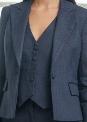 Düğmeli Lacivert Kadın Blazer Ceket