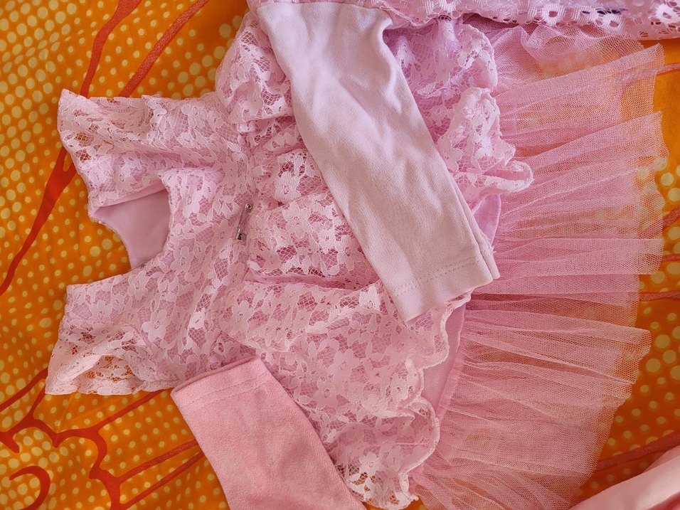 Kız Çocuk Pembe Dantelli V Yaka Elbise - Görsel 3