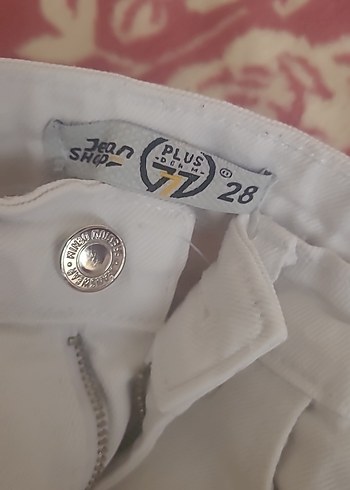 beyaz Bol Kesim Kadın Uzun Kot Pantolon - Görsel 7