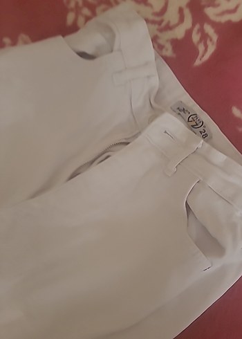 beyaz Bol Kesim Kadın Uzun Kot Pantolon - Görsel 2