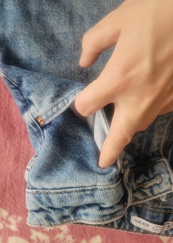 Düğmeli Mavi Kadın Kot Pantolon - Görsel 9