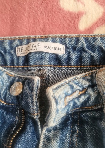 Düğmeli Mavi Kadın Kot Pantolon - Görsel 5