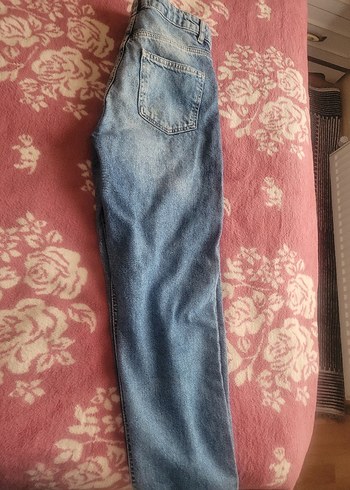 Düğmeli Mavi Kadın Kot Pantolon - Görsel 3