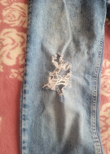 Düğmeli Mavi Kadın Kot Pantolon - Görsel 8