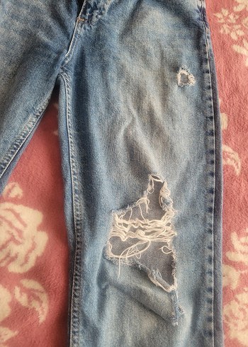 Düğmeli Mavi Kadın Kot Pantolon - Görsel 6