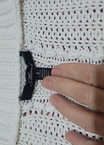 Düğmeli V Yaka Bohem Örgü Kadın Kazak - Görsel 4