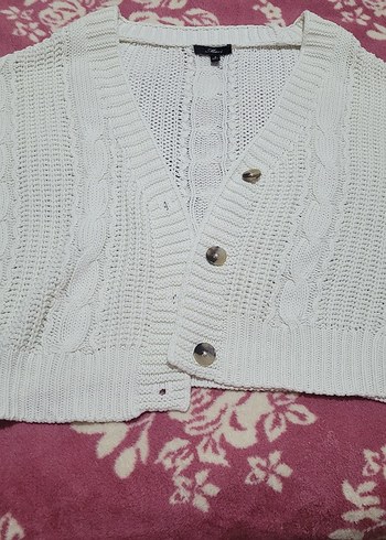 Düğmeli V Yaka Bohem Örgü Kadın Kazak - Görsel 3