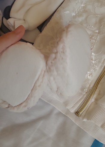 Kızlar için Beyaz Nakışlı Sıcak Terlik - Görsel 2