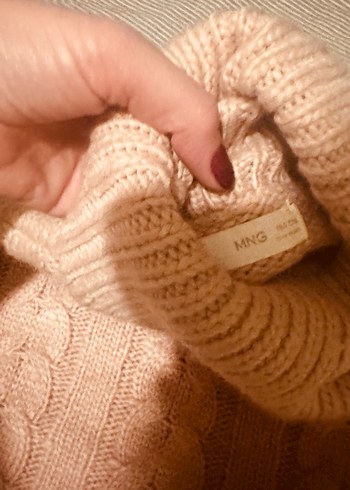 Pudra  boğazlı Örgü Kadın Kazak - Görsel 2