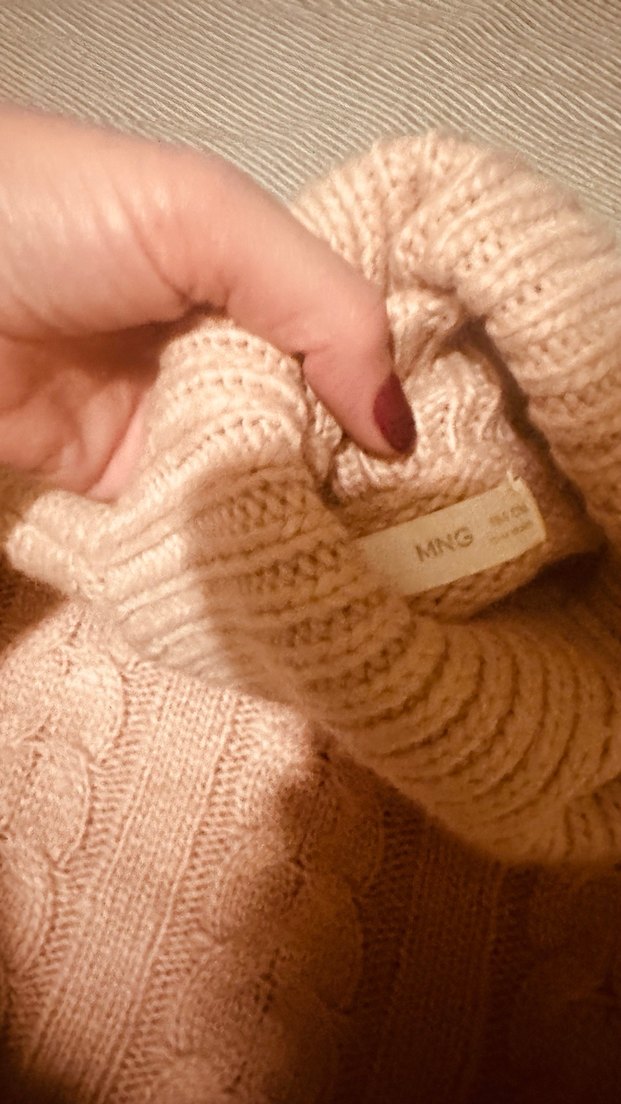 Pudra  boğazlı Örgü Kadın Kazak - Görsel 2