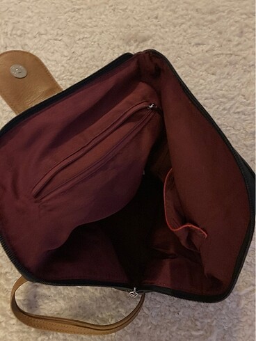 Siyah suni deri çanta - Görsel 5