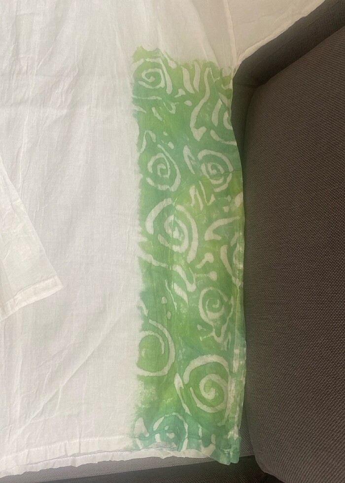 Organik pamuklu kumaş üzerine batik el baskılı, uzun kollu plaj  - Görsel 3