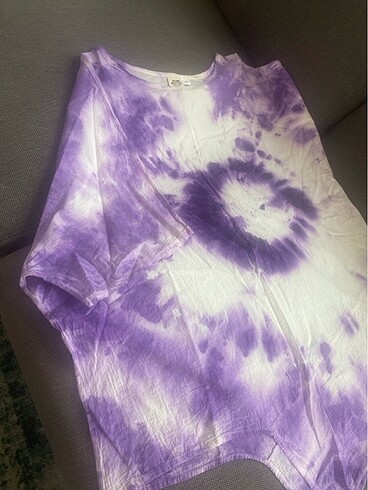 Organik pamuklu kumaş üzerine batik el baskılı, kısa kollu plaj  - Görsel 2