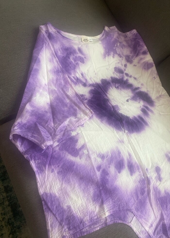 Organik pamuklu kumaş üzerine batik el baskılı, kısa kollu plaj  - Görsel 2