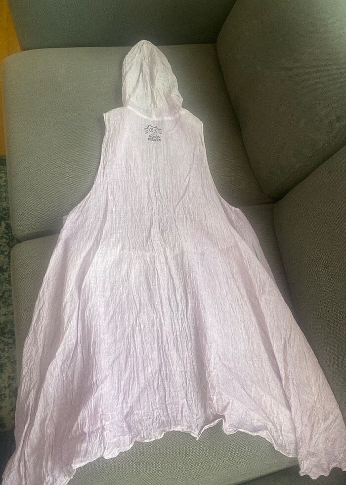 Organik pamuk kumaş üzerine batik el baskılı, kapüşonlu, önden b - Görsel 4