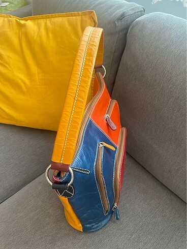 Çok renki deri çanta - Görsel 4